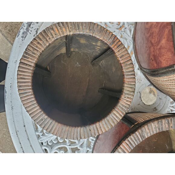 Set of 3 Wood & Bamboo Planters – Rustic Round Decorative Planter Pots - Picture 8 of 10